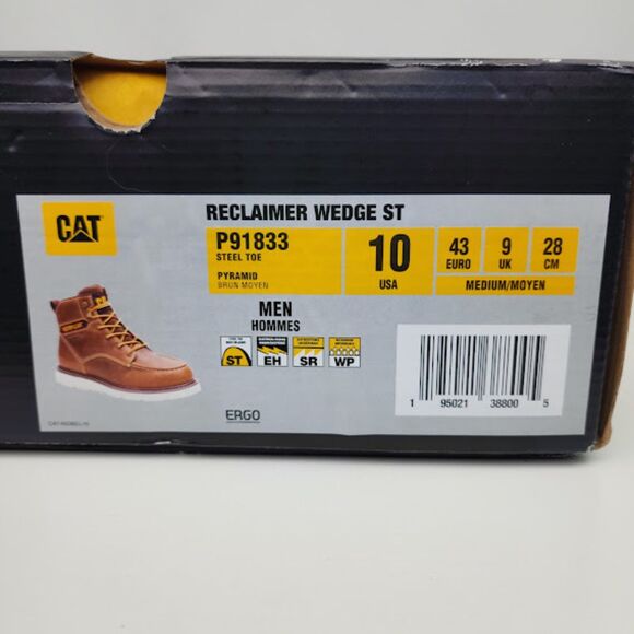 Caterpillar Men\'s Reclaimer Wedge Steel Toe Work Boots Size 10 NWT NIB